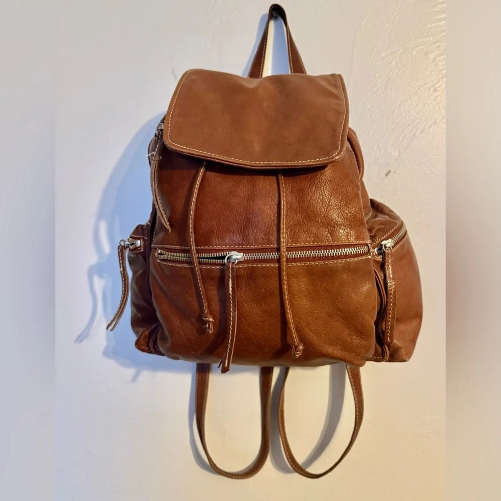 Sundance Tinley Brown Leather Backpack - Picture 1 of 6